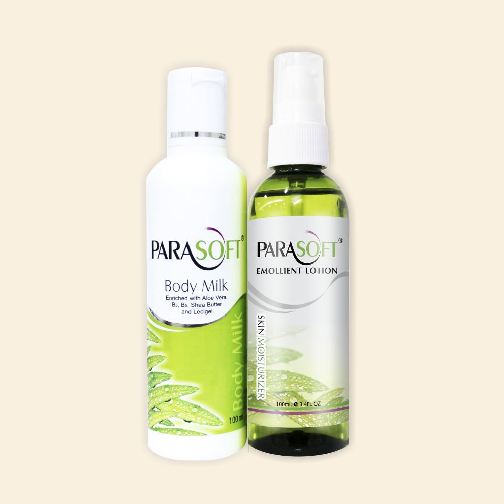 shoprythmindia Dry Skin Care Combo Parasoft Body Milk (with shea butter & aloe vera) + Parasoft Emollient Lotion (Repairs the skin) Combo shoprythmindia Dry Skin Care Combo Parasoft Body Milk (with shea butter & aloe vera) + Parasoft Emollient Lotion (Repairs the skin) Combo